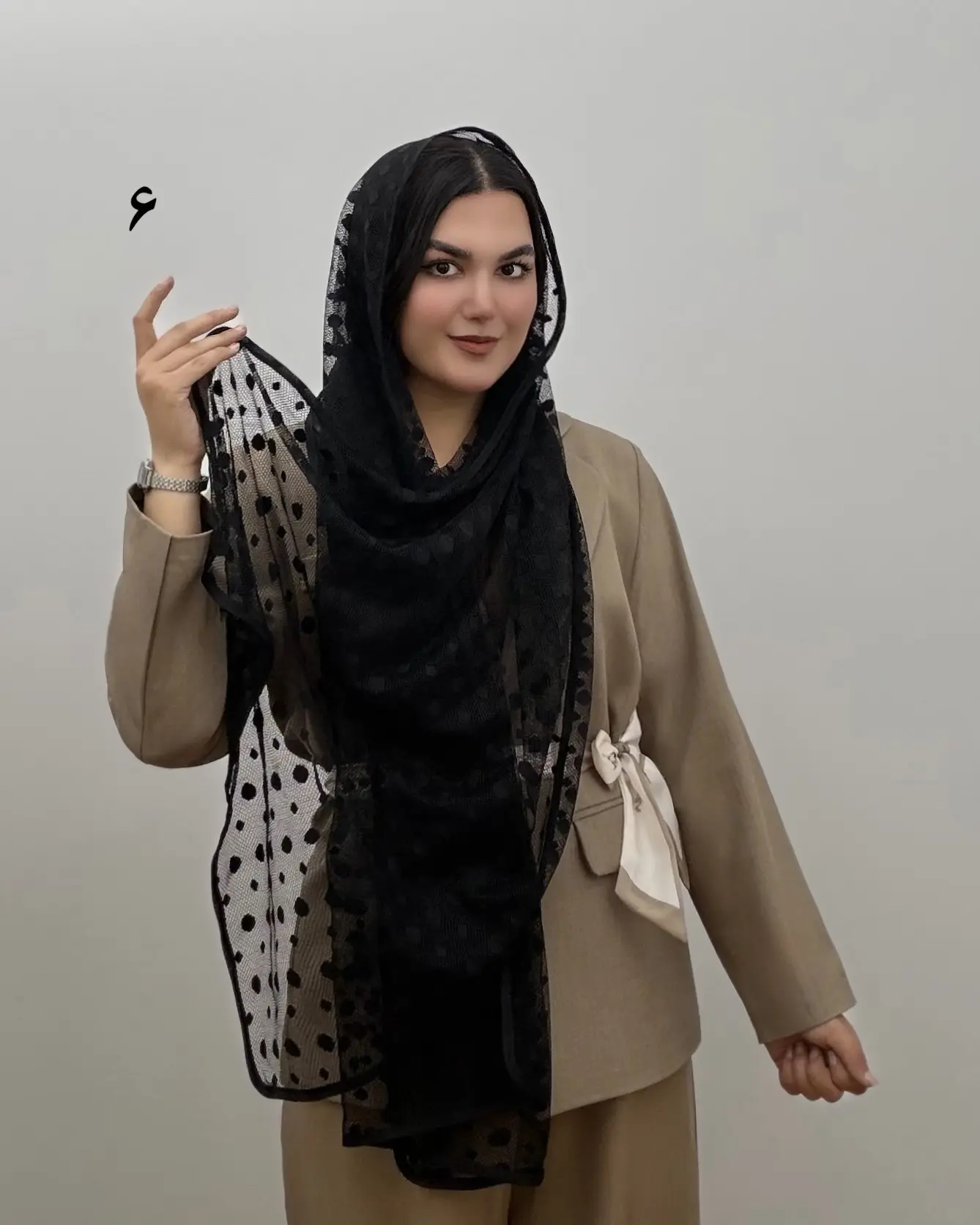 شال توری مشکی مجلسی